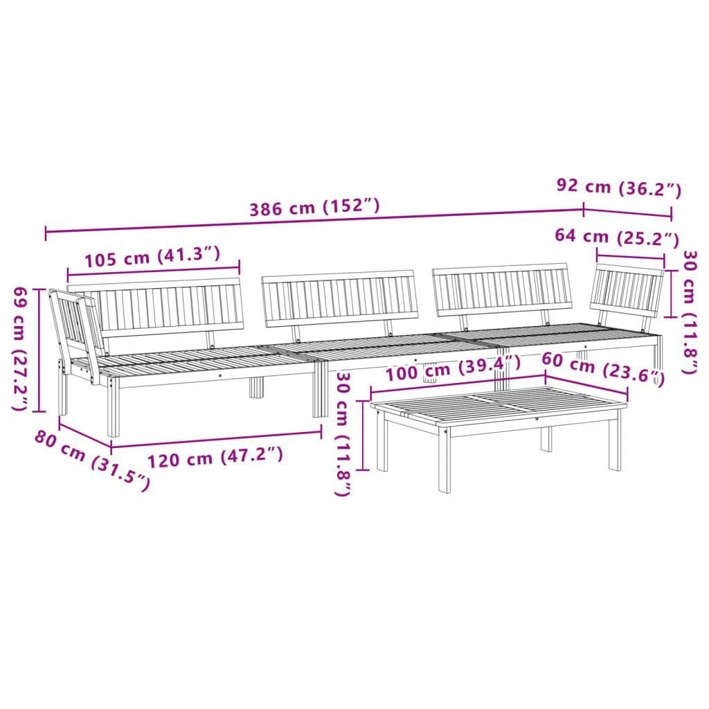 4 Piece Garden Pallet Sofa Set Solid Wood Acacia