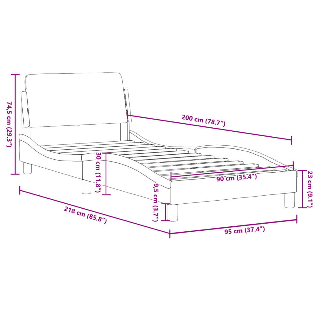 Bed Frame "Dover" Black 90x190 cm Faux Leather