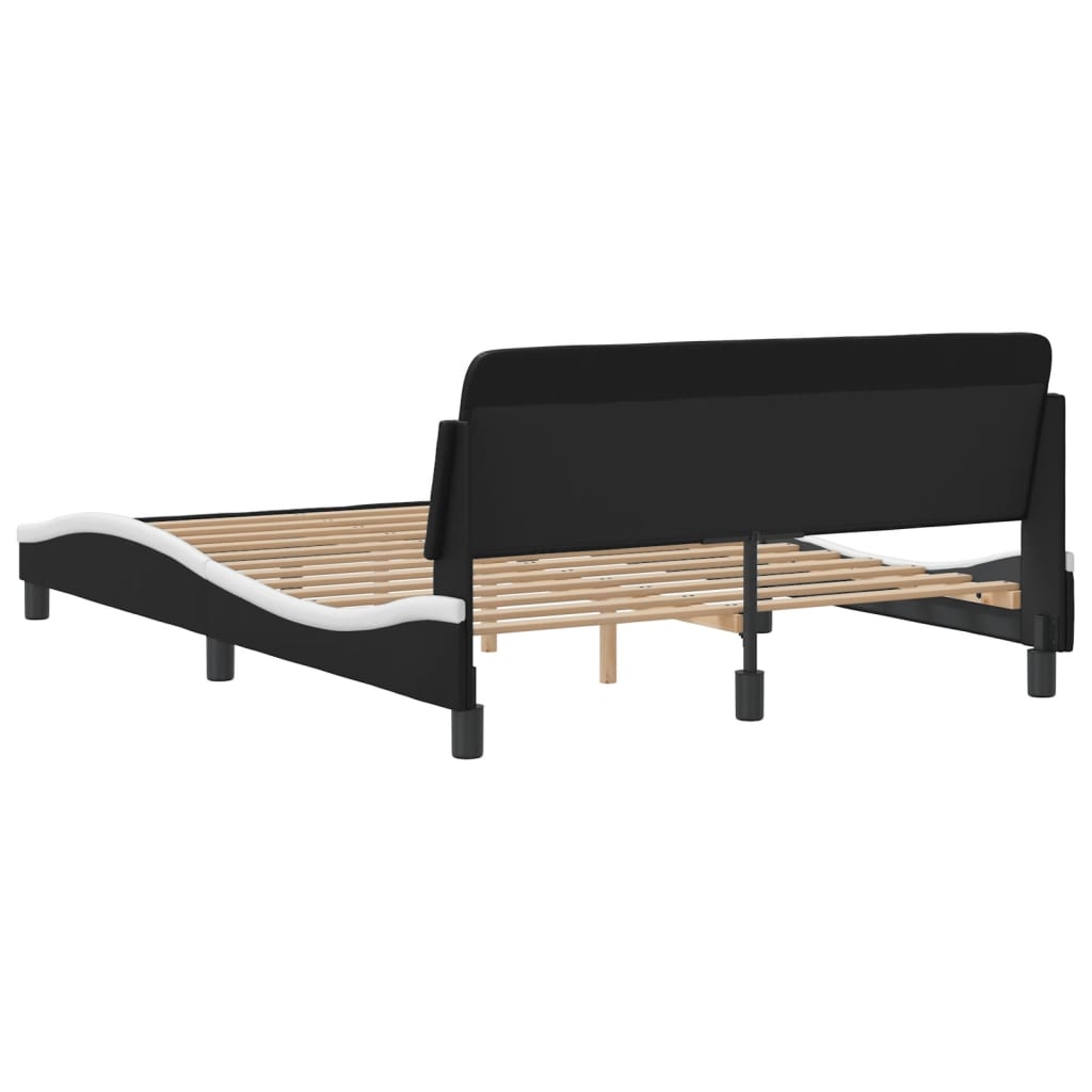 Bed Frame "Dover" Black and White 137x190 cm Double Faux Leather