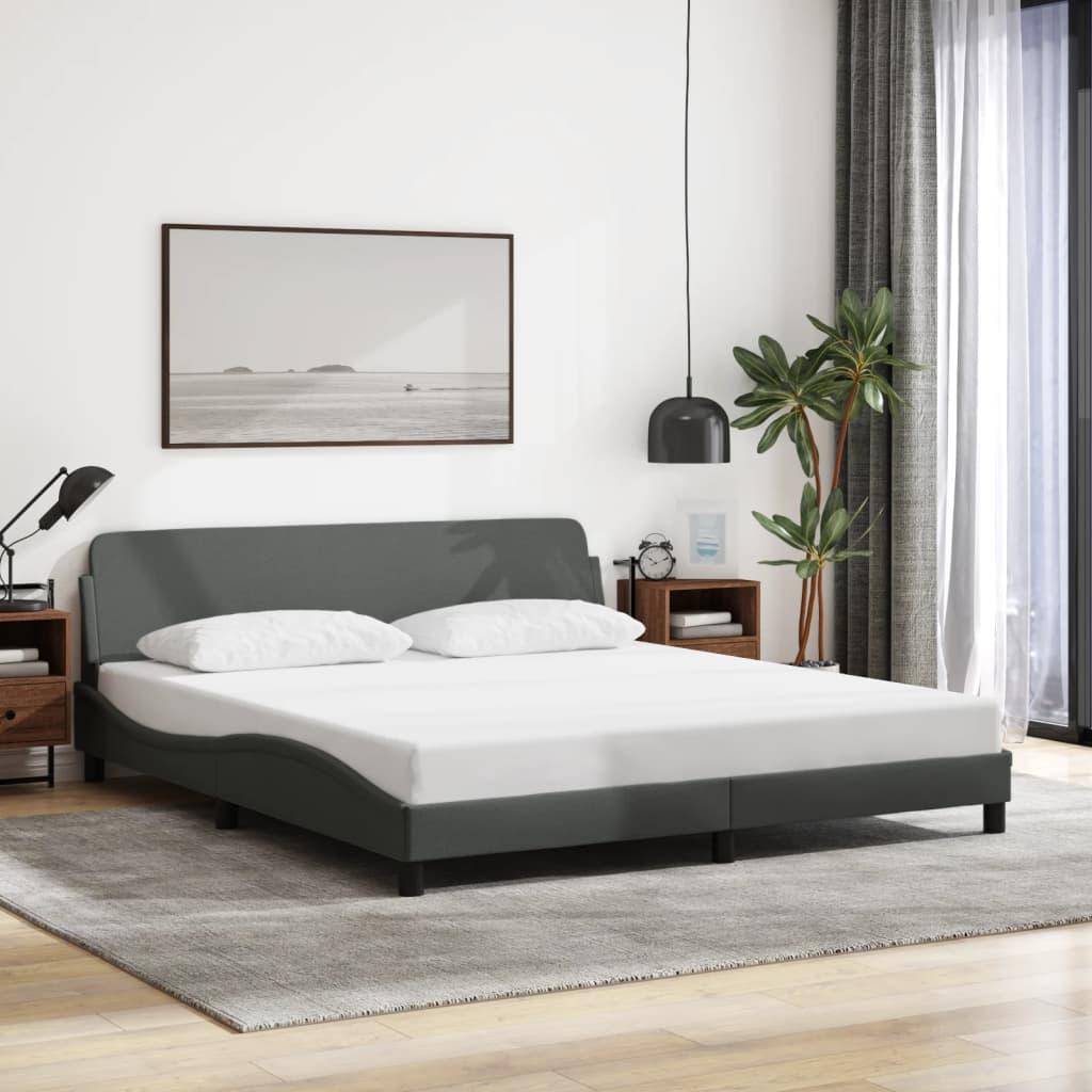 Bed Frame "Dover" Dark Grey 152x203 cm Queen Fabric