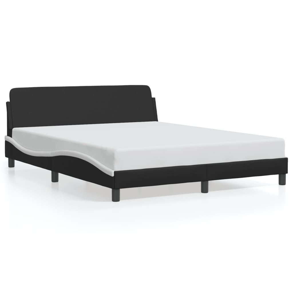 Bed Frame "Dover" Black and White 152x203 cm Queen Faux Leather