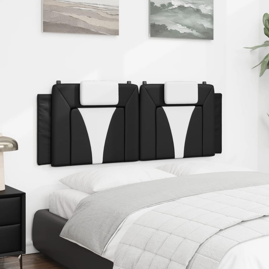 Headboard Cushion "Viana" Black and White 137 cm Double Faux Leather