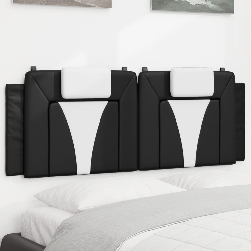 Headboard Cushion "Viana" Black and White 137 cm Double Faux Leather
