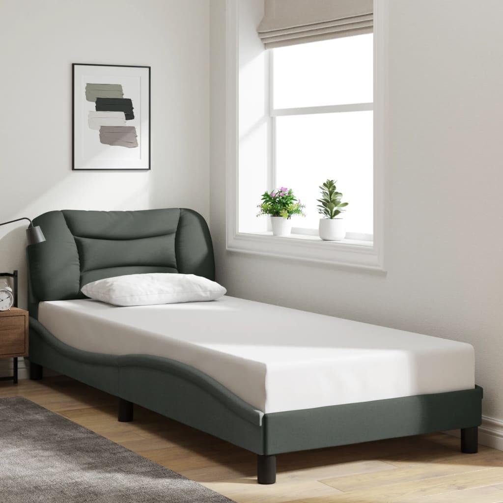 Bed Frame without Mattress "Hvar" Dark Grey 90x190 cm Fabric
