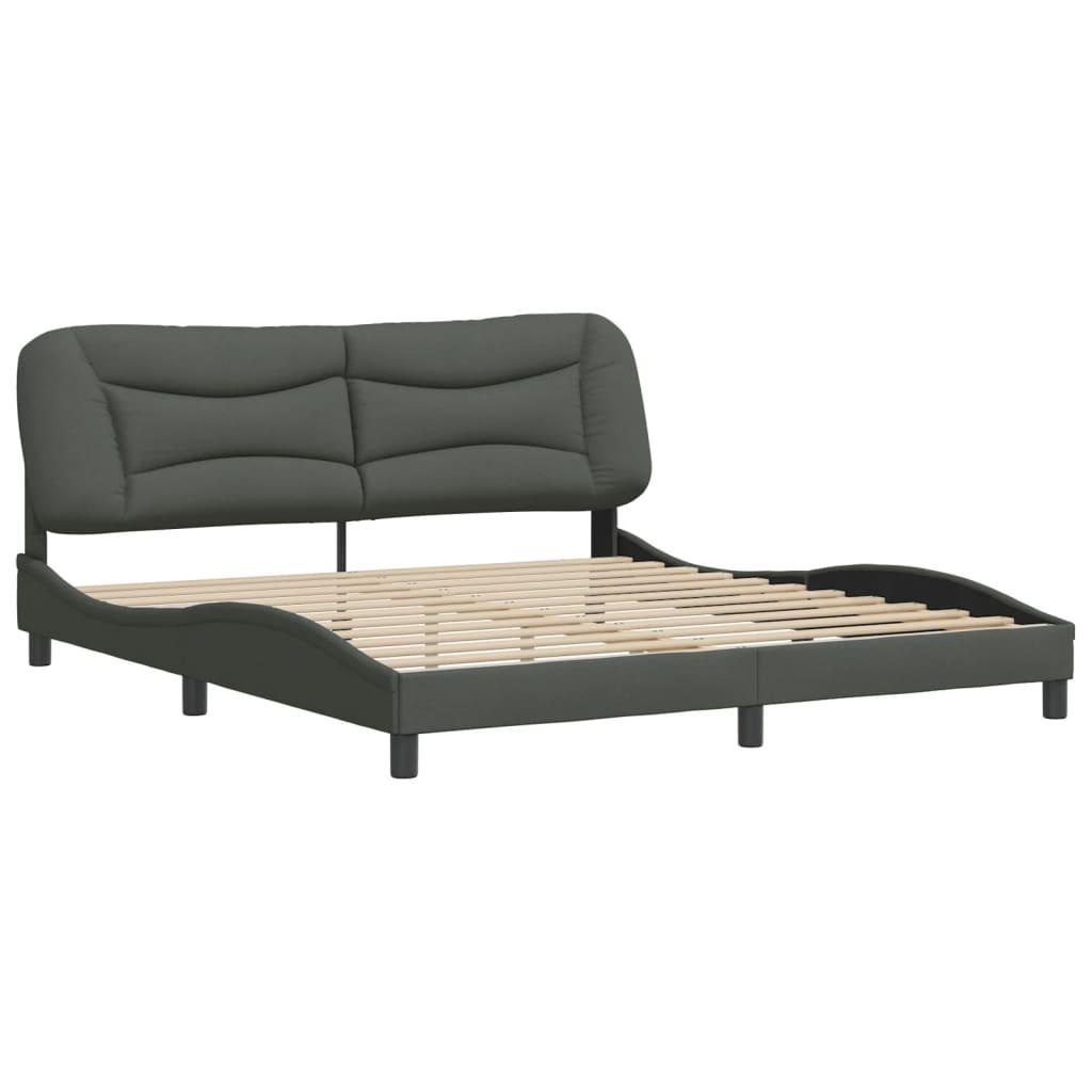 Bed Frame without Mattress "Hvar" Dark Grey 180x200 cm King Fabric