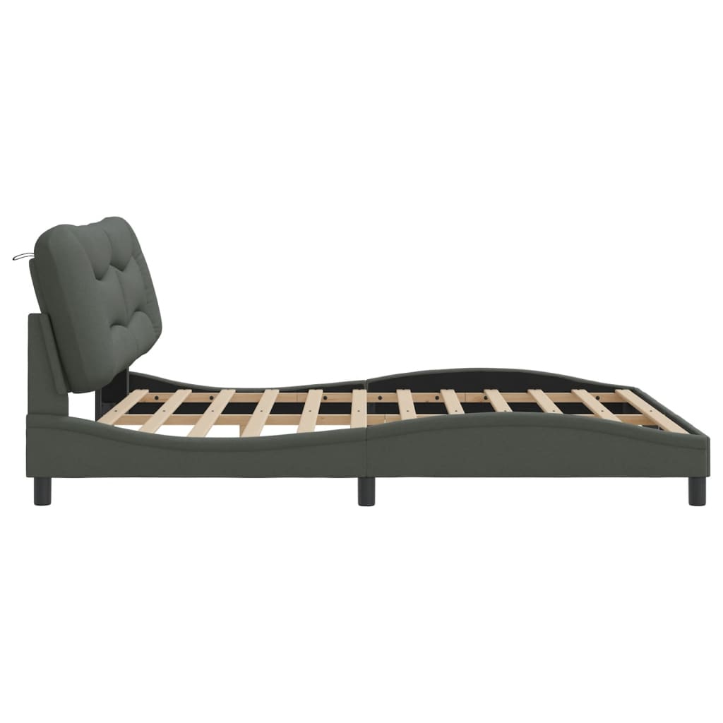 Bed Frame without Mattress "Hvar" Dark Grey 180x200 cm King Fabric