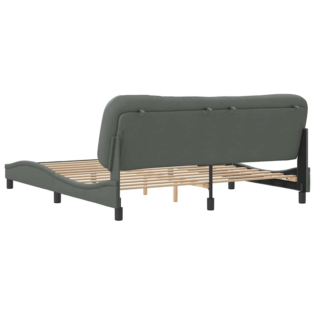 Bed Frame without Mattress "Hvar" Dark Grey 180x200 cm King Fabric