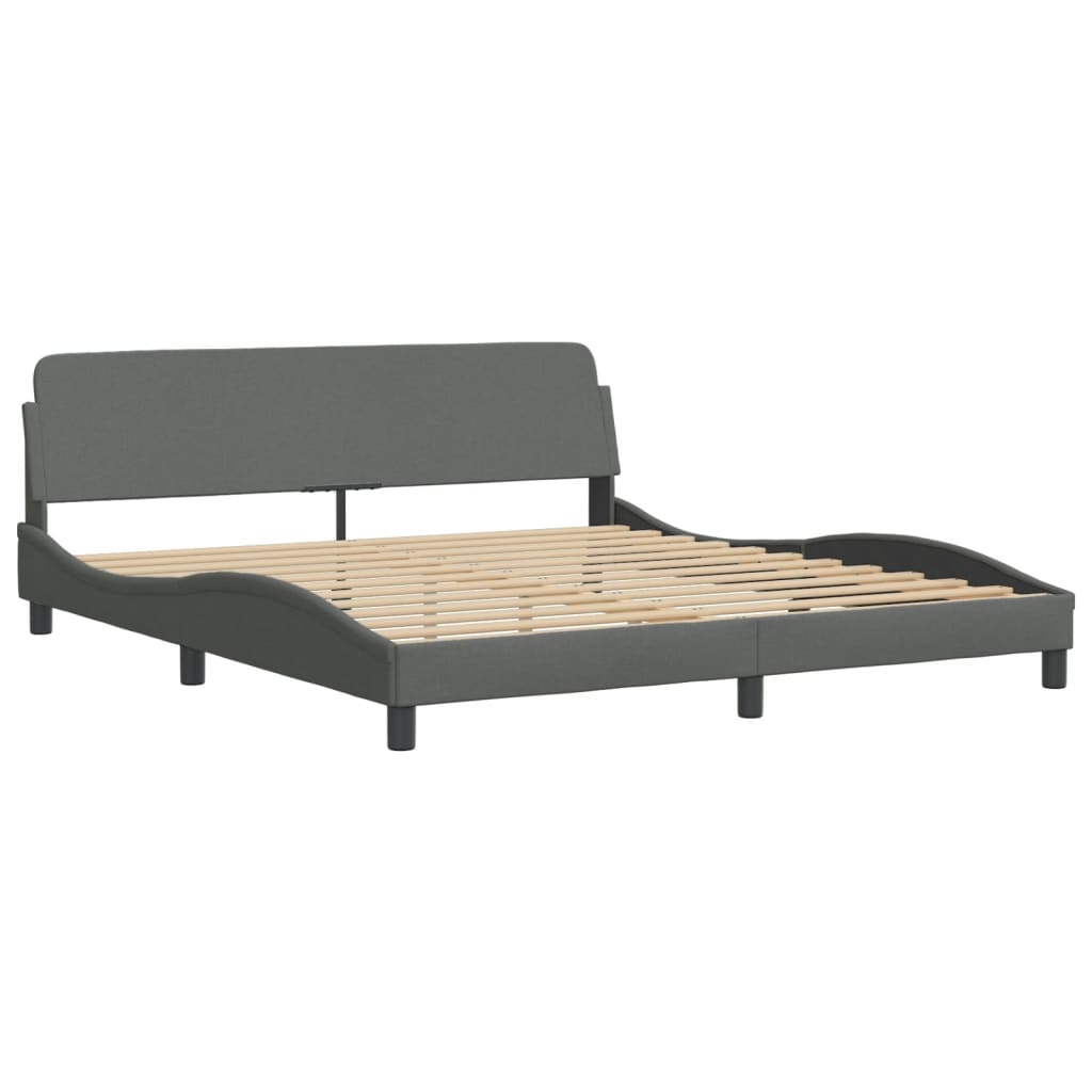 Bed Frame without Mattress "Hvar" Dark Grey 180x200 cm King Fabric