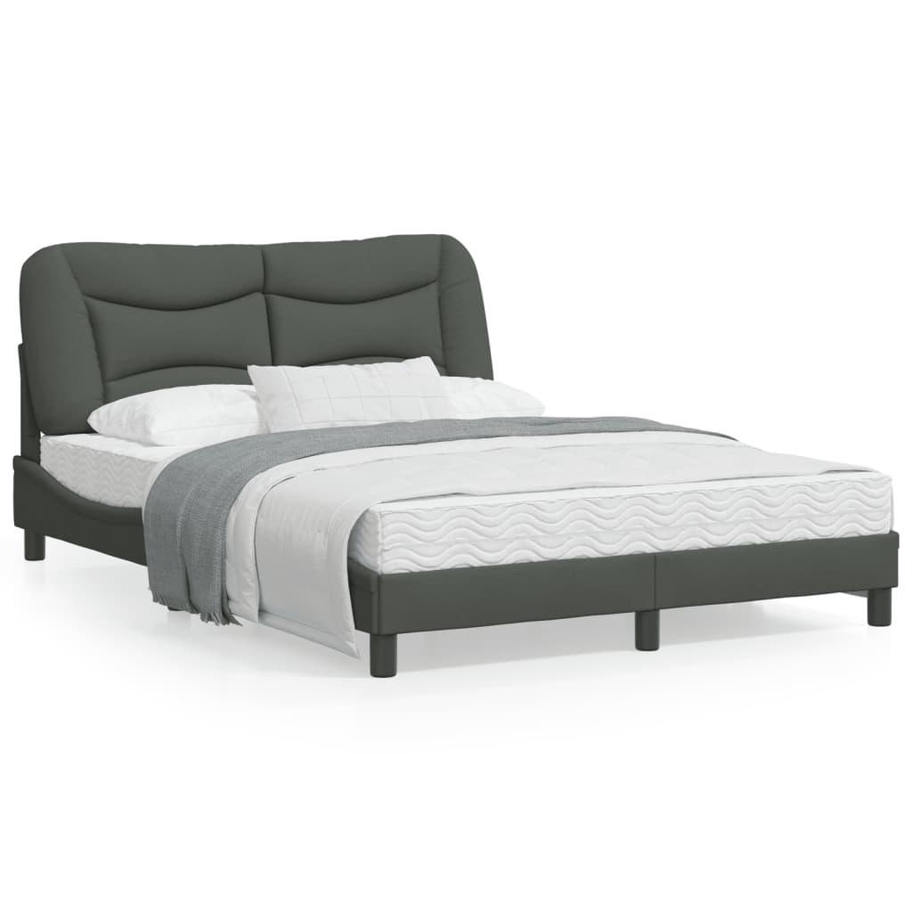 Bed Frame without Mattress "Hvar" Dark Grey 137x190 cm Double Fabric