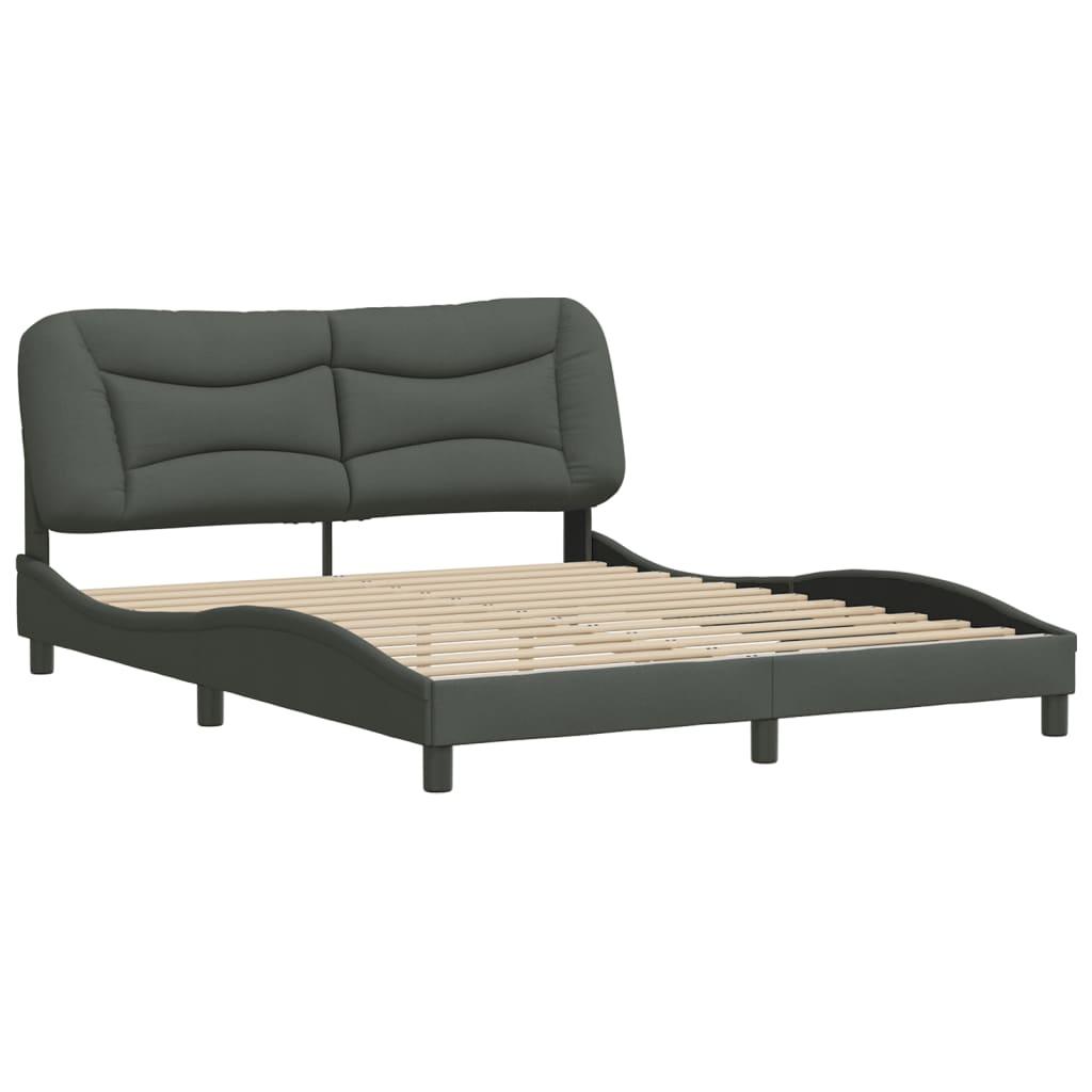 Bed Frame without Mattress "Hvar" Dark Grey 152x203 cm Queen Fabric