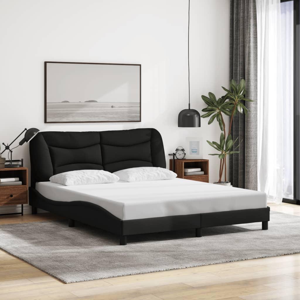 Bed Frame without Mattress "Hvar" Black 152x203 cm Queen Fabric