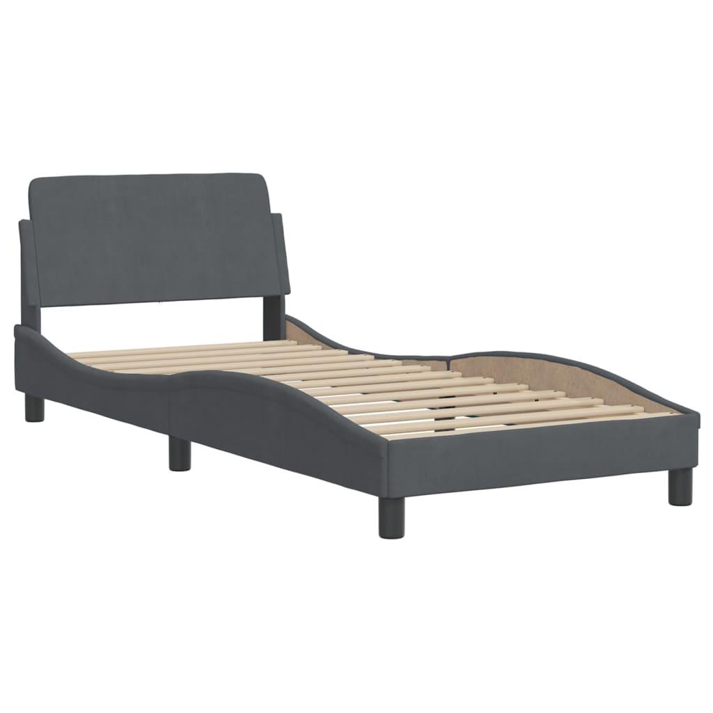 Bed Frame without Mattress "Hanko" Dark Grey 90x190 cm Velvet