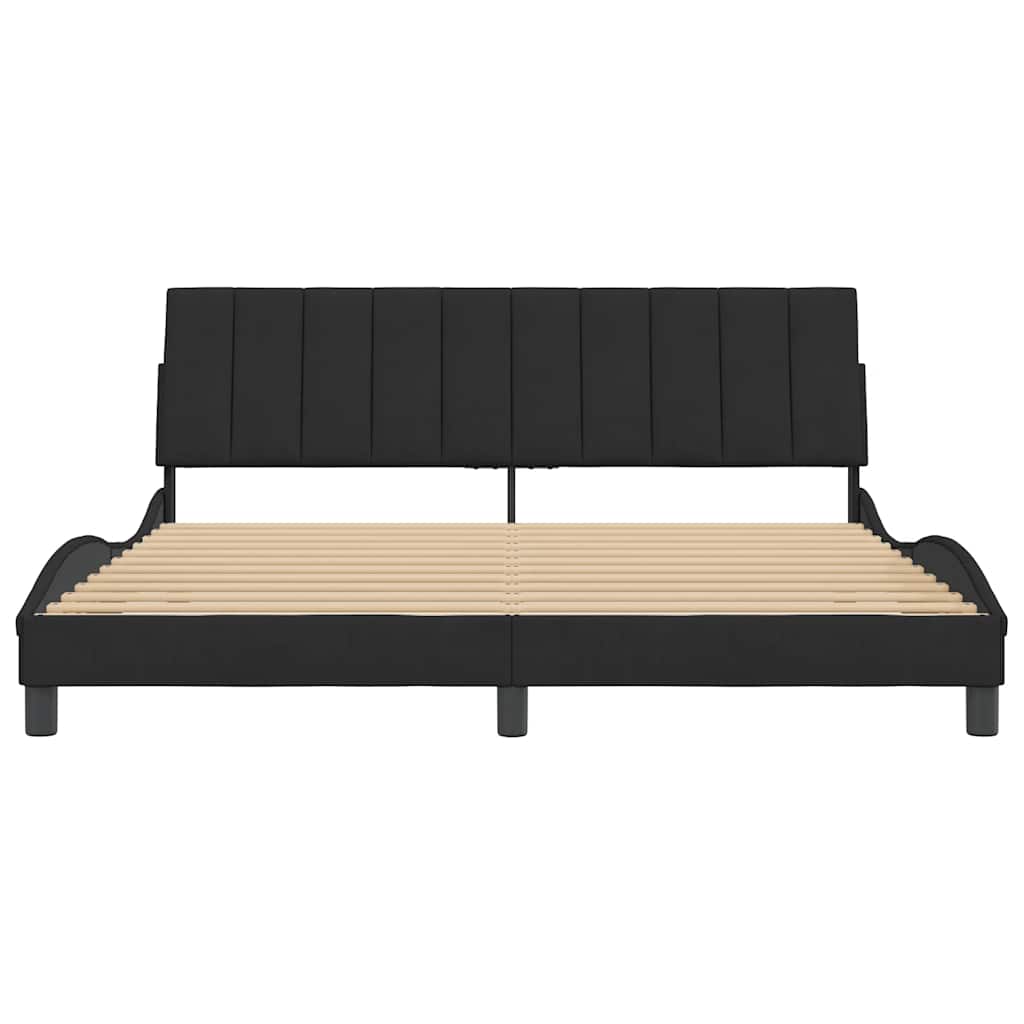 Bed Frame without Mattress "Hanko" Black 180x200 cm King Velvet