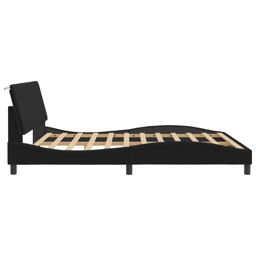 Bed Frame without Mattress "Hanko" Black 180x200 cm King Velvet
