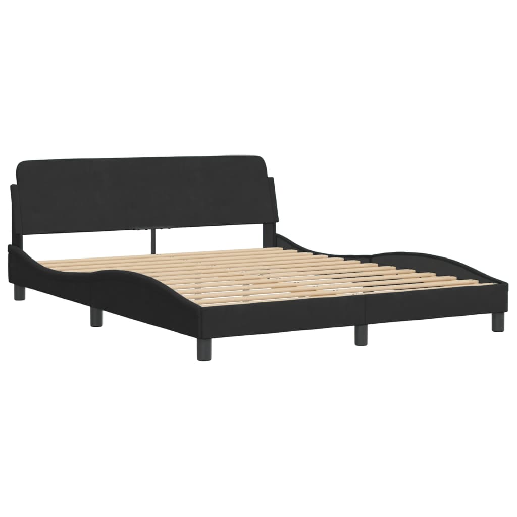 Bed Frame without Mattress "Hanko" Black 152x203 cm Queen Velvet