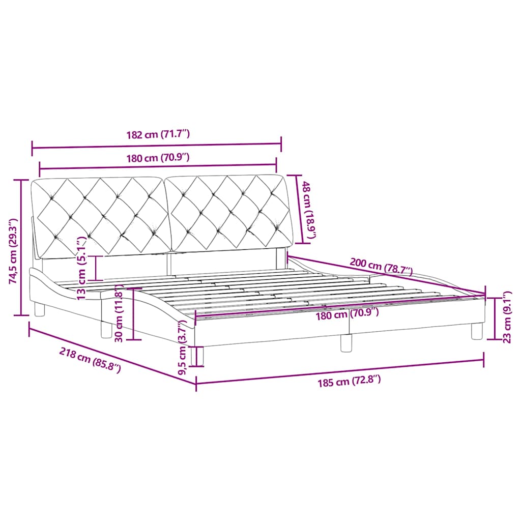 Bed Frame without Mattress Black 180x200 cm Velvet