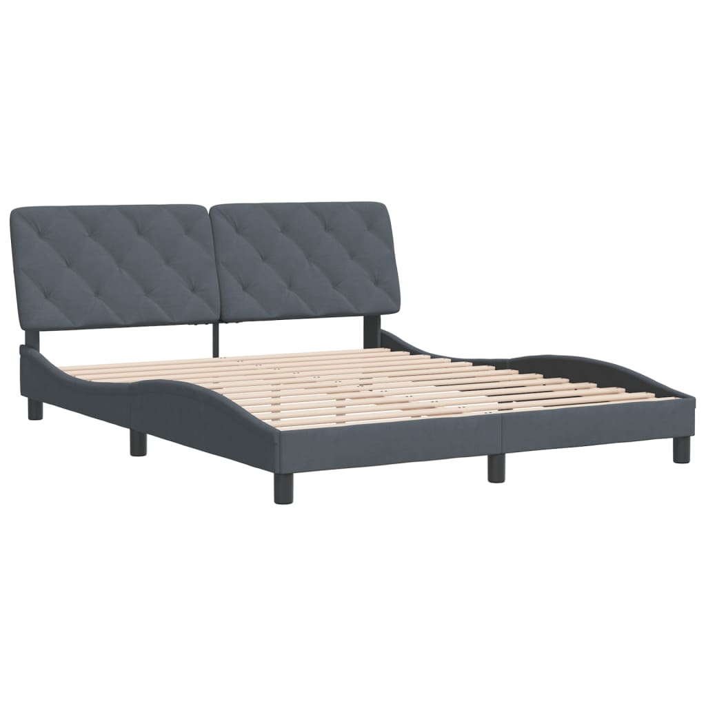 Bed Frame without Mattress Dark Grey 152x203 cm Queen Velvet