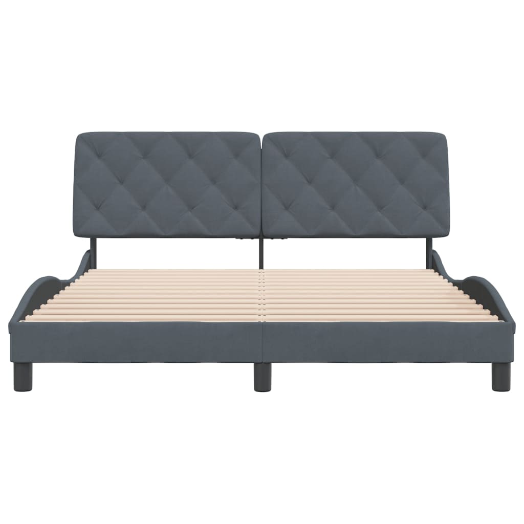 Bed Frame without Mattress Dark Grey 152x203 cm Queen Velvet