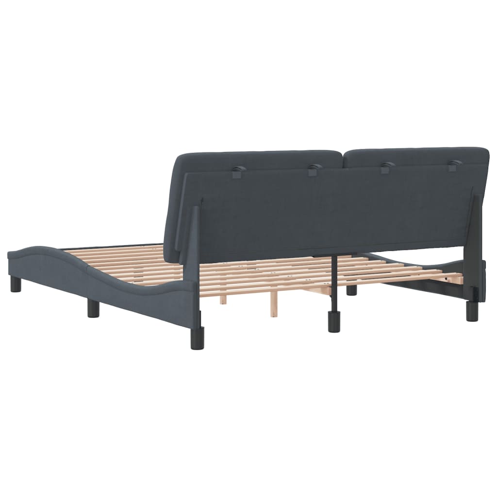 Bed Frame without Mattress Dark Grey 152x203 cm Queen Velvet