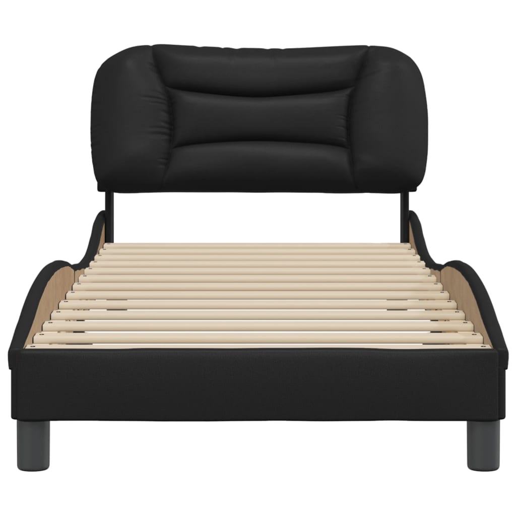 Bed Frame without Mattress "Hvar" Black 90x190 cm Faux Leather
