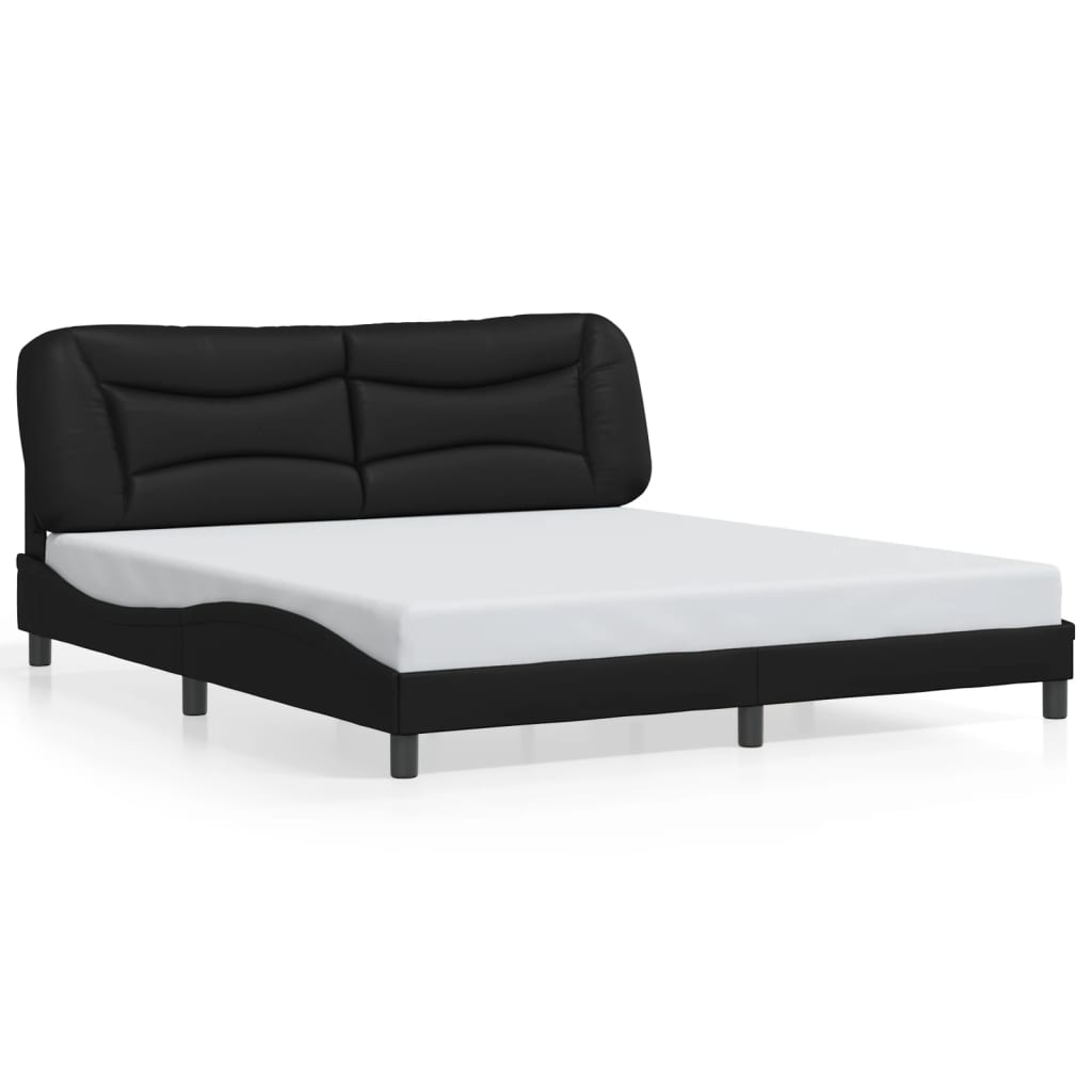 Bed Frame without Mattress "Hvar" Black 180x200 cm King Faux Leather