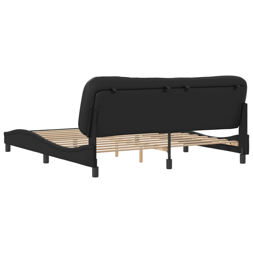 Bed Frame without Mattress "Hvar" Black 180x200 cm King Faux Leather