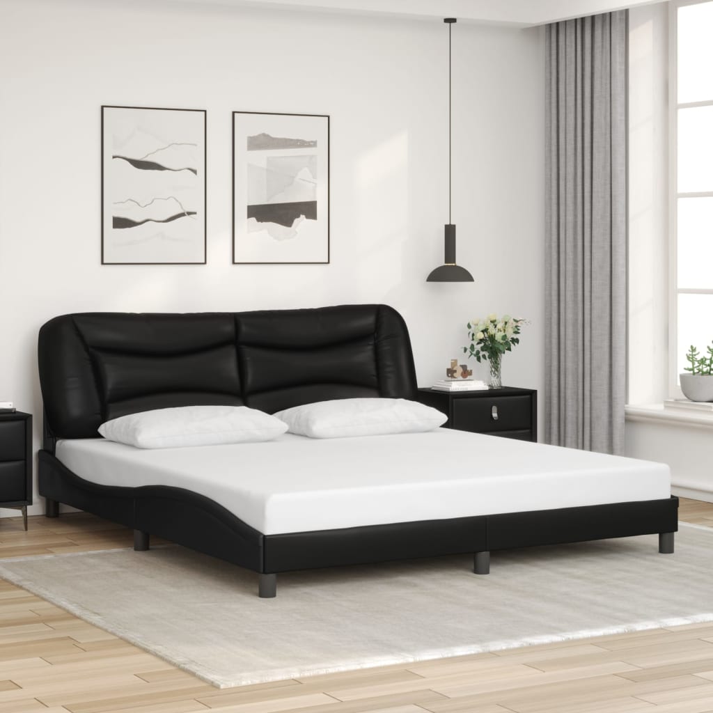 Bed Frame without Mattress "Hvar" Black 180x200 cm King Faux Leather