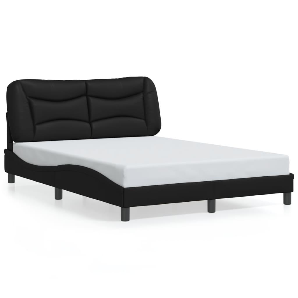 Bed Frame without Mattress "Hvar" Black 137x190 cm Double Faux Leather