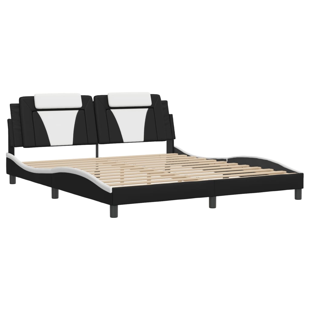 Bed Frame "Viana" without Mattress Black and White 180x200 cm King Faux Leather