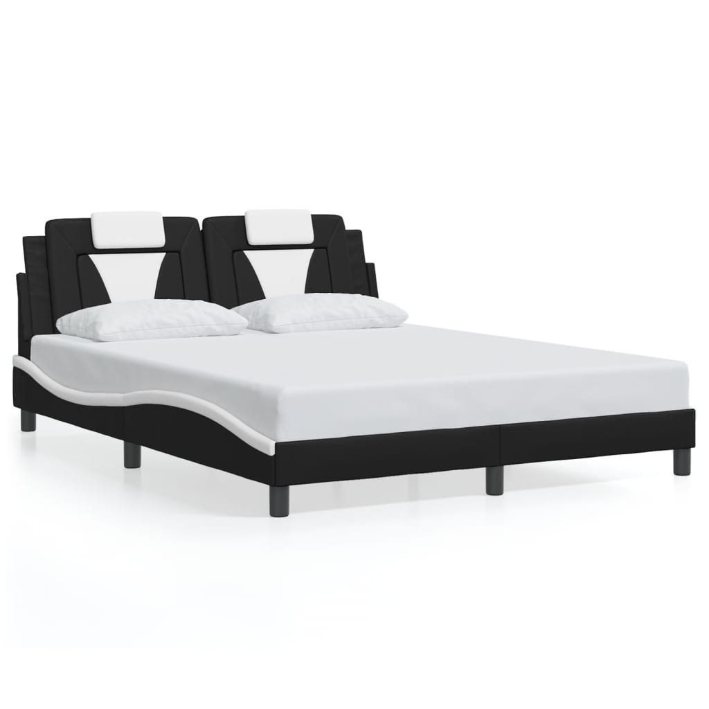 Bed Frame "Viana" without Mattress Black and White 152x203 cm Queen Faux Leather