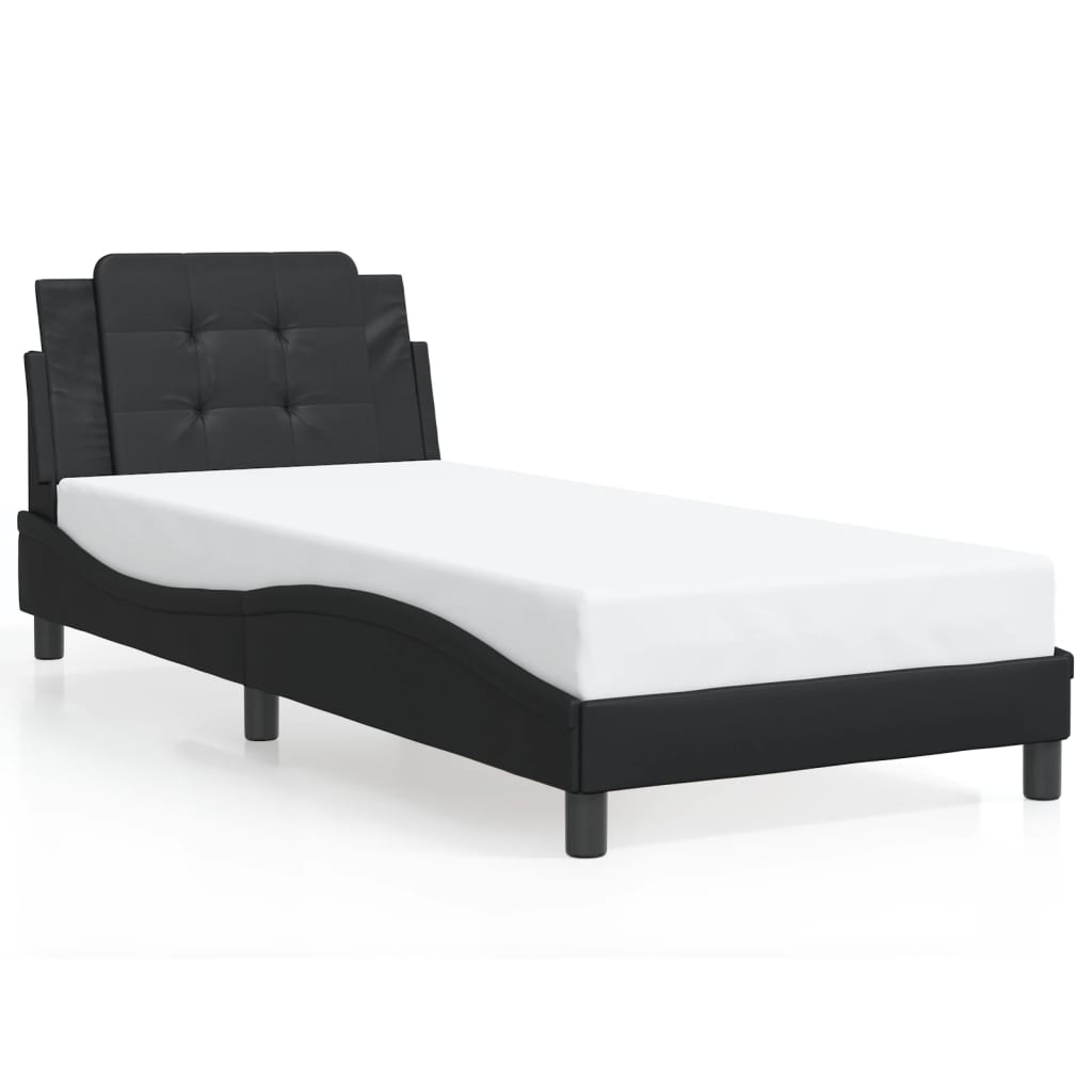 Bed Frame without Mattress "Zadar" Black 90x190 cm Faux Leather