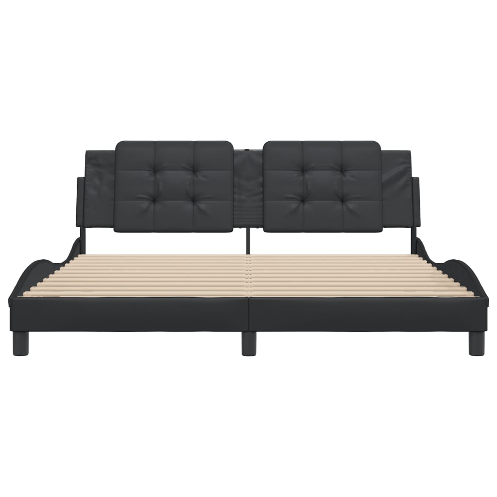 Bed Frame without Mattress "Zadar" Black 180x200 cm King Faux Leather
