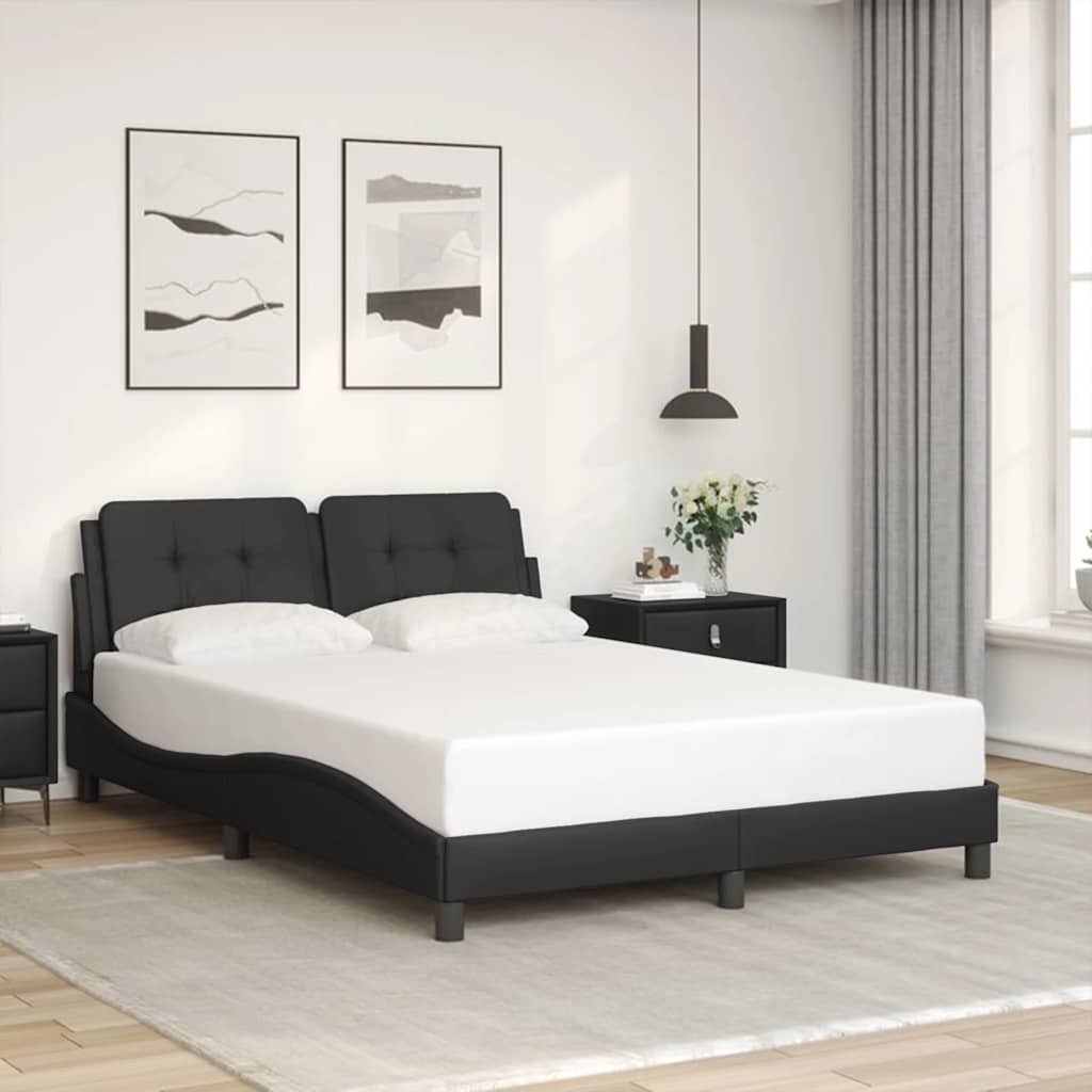 Bed Frame without Mattress "Zadar" Black 137x190 cm Double Faux Leather