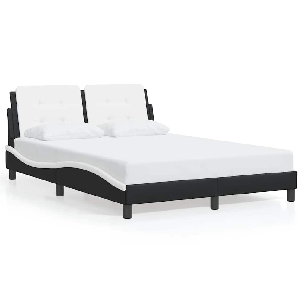 Bed Frame without Mattress "Zadar" Black and White 137x190 cm Double Faux Leather