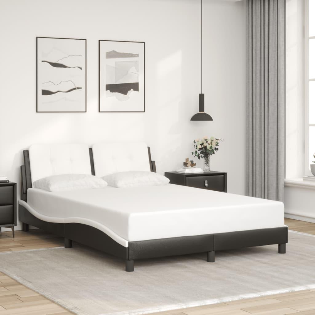 Bed Frame without Mattress "Zadar" Black and White 137x190 cm Double Faux Leather