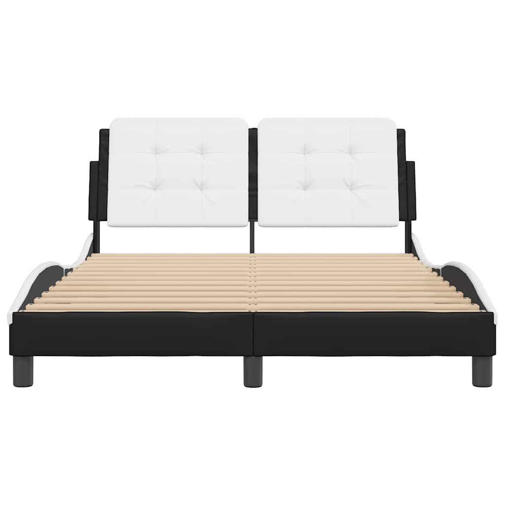 Bed Frame without Mattress "Zadar" Black and White 137x190 cm Double Faux Leather