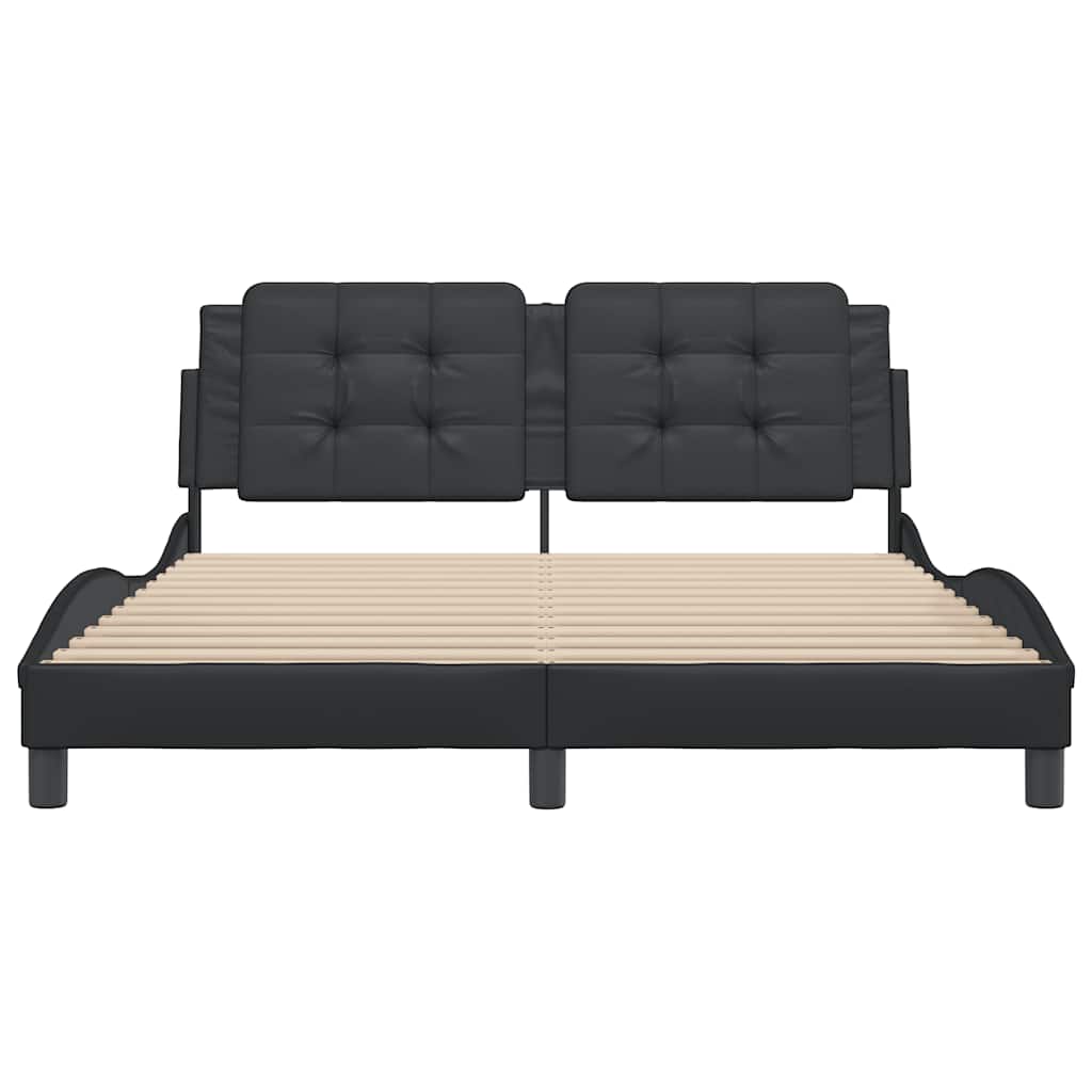Bed Frame without Mattress "Zadar" Black 152x203 cm Queen Faux Leather