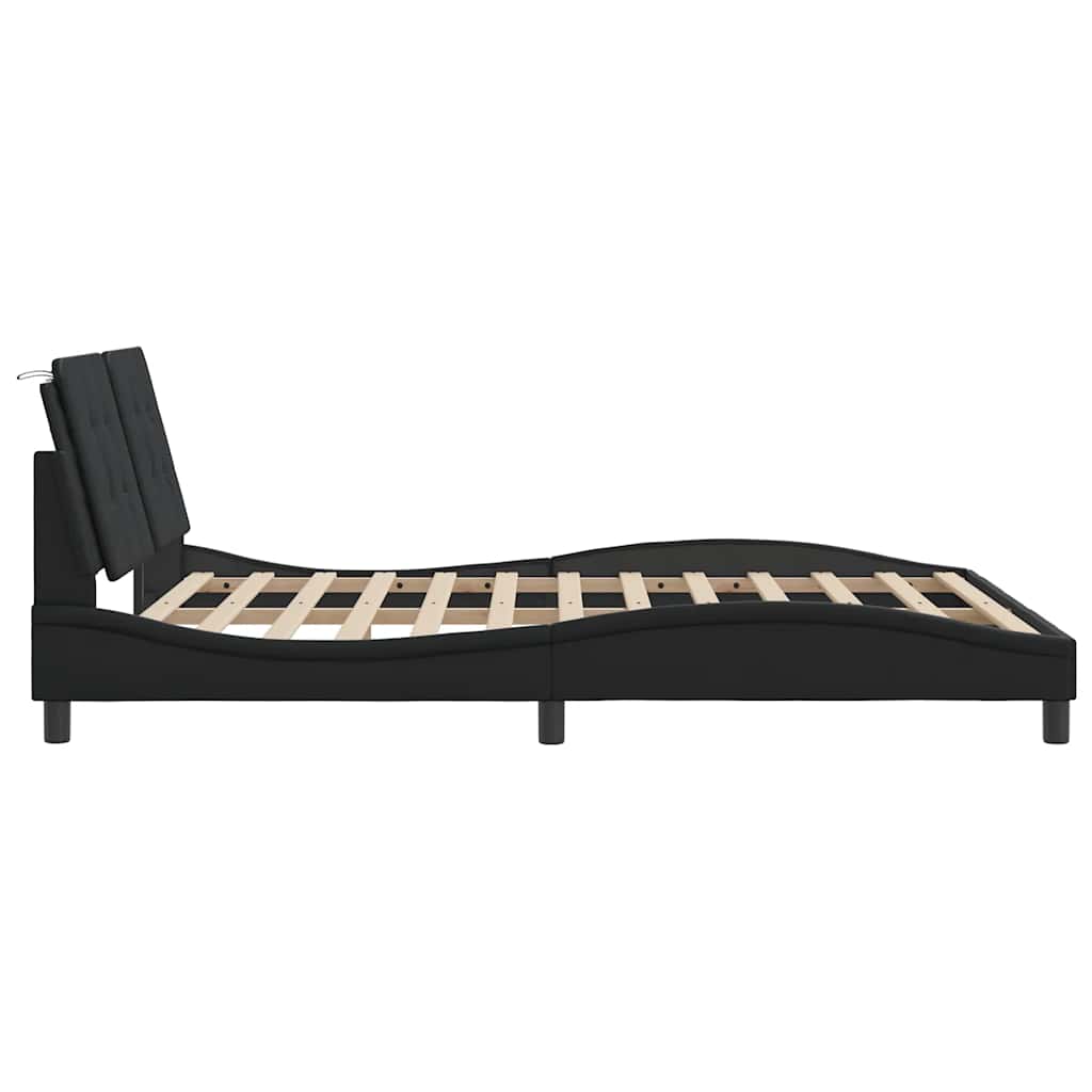 Bed Frame without Mattress "Zadar" Black 152x203 cm Queen Faux Leather