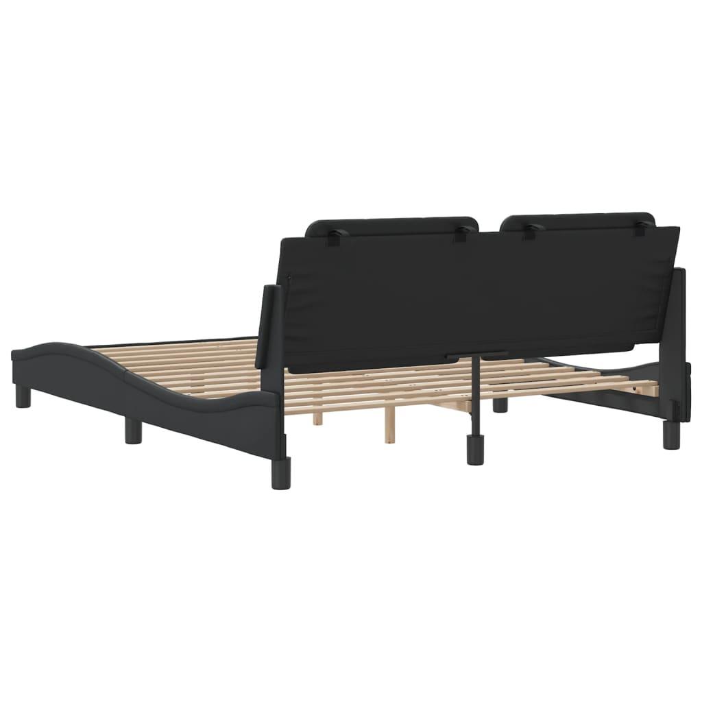 Bed Frame without Mattress "Zadar" Black 152x203 cm Queen Faux Leather