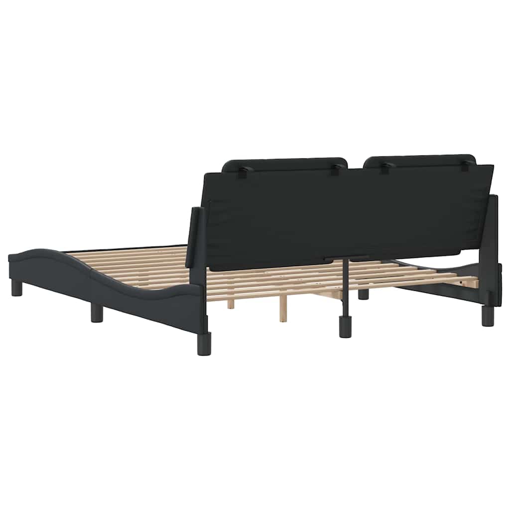 Bed Frame without Mattress "Zadar" Black 152x203 cm Queen Faux Leather