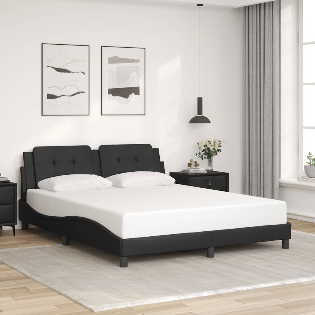 Bed Frame without Mattress "Zadar" Black 152x203 cm Queen Faux Leather