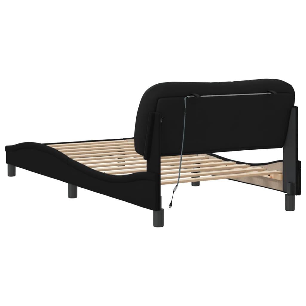 Bed Frame without Mattress "Hvar" Black 107x203 cm King Single Fabric