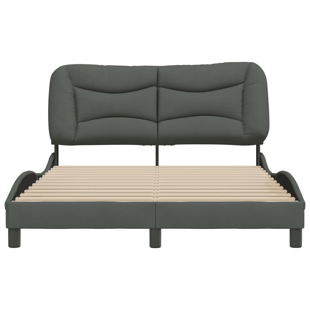 Bed Frame without Mattress "Hvar" Dark Grey 137x190 cm Double Fabric