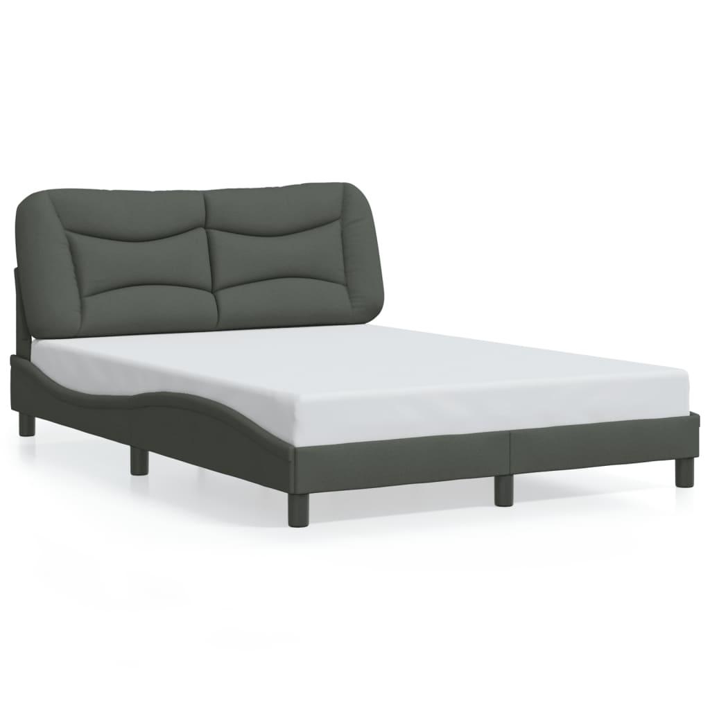 Bed Frame without Mattress "Hvar" Dark Grey 137x190 cm Double Fabric