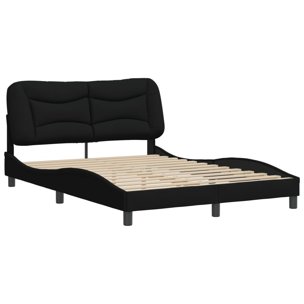 Bed Frame without Mattress "Hvar" Black 137x190 cm Double Fabric