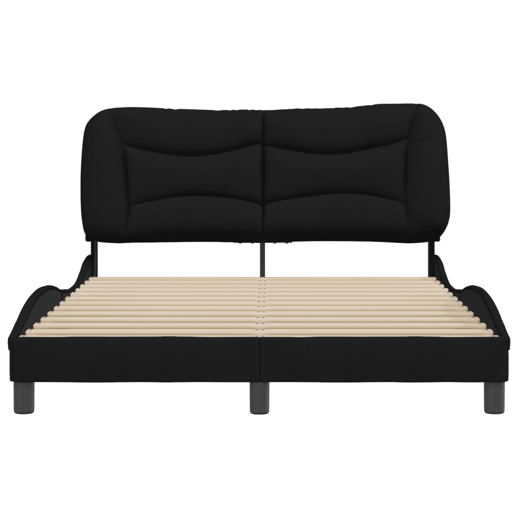 Bed Frame without Mattress "Hvar" Black 137x190 cm Double Fabric