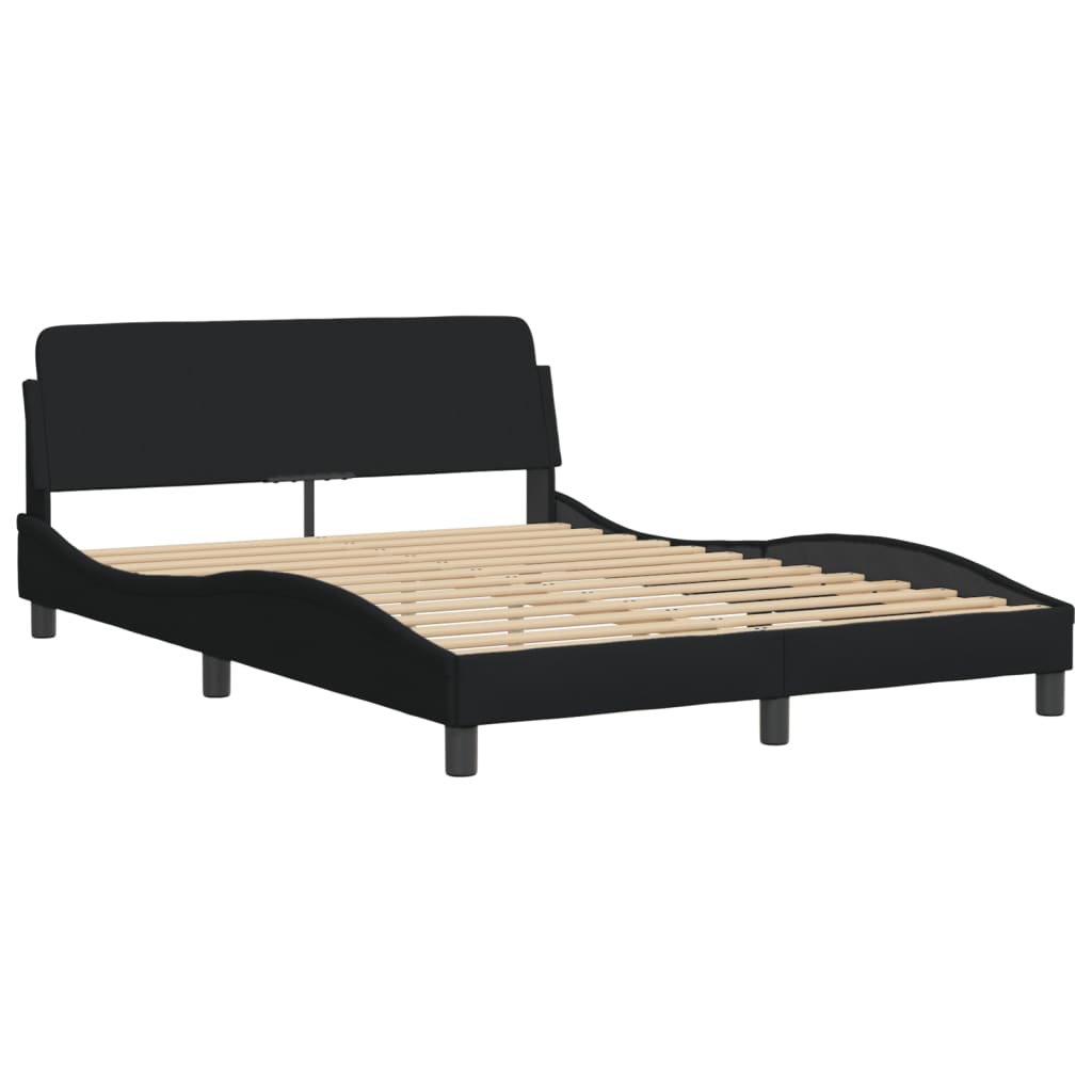 Bed Frame without Mattress "Hvar" Black 137x190 cm Double Fabric