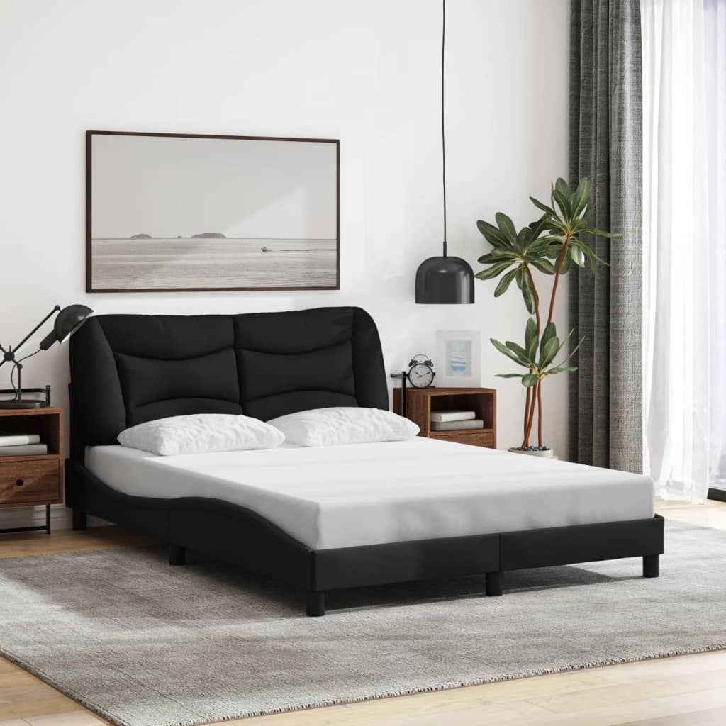 Bed Frame without Mattress "Hvar" Black 137x190 cm Double Fabric