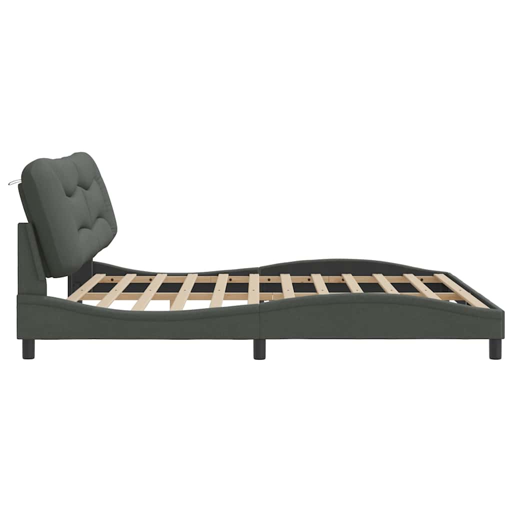 Bed Frame without Mattress "Hvar" Dark Grey 180x200 cm King Fabric