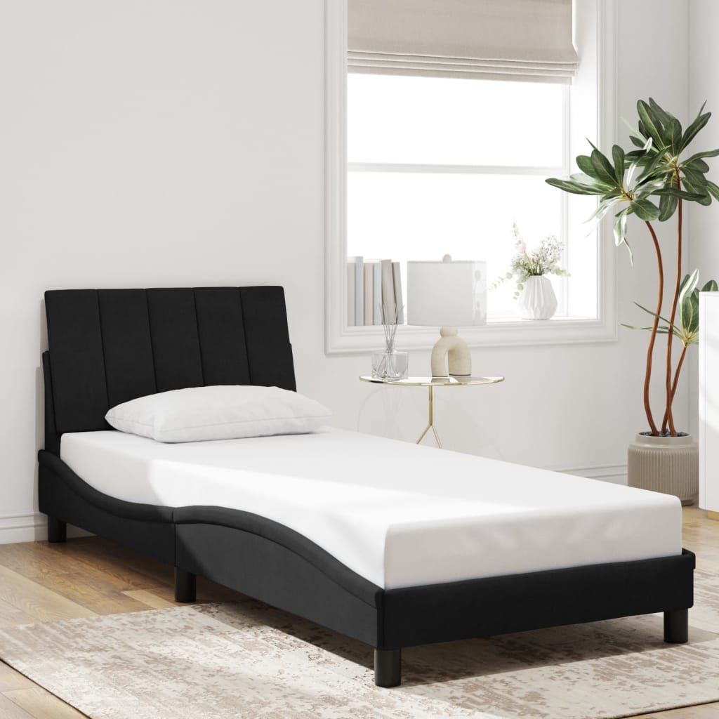 Bed Frame without Mattress "Hanko" Black 90x190 cm Velvet